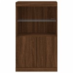 vidaXL Servantă cu lumini LED, stejar maro, 60,5x37x100 cm vidaXL Servantă cu lumini LED, stejar maro, 60,5x37x100 cm