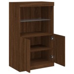 vidaXL Servantă cu lumini LED, stejar maro, 60,5x37x100 cm vidaXL Servantă cu lumini LED, stejar maro, 60,5x37x100 cm