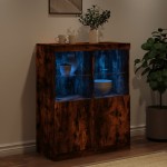 vidaXL Servantă cu lumini LED, stejar fumuriu, 81x37x100 cm vidaXL Servantă cu lumini LED, stejar fumuriu, 81x37x100 cm