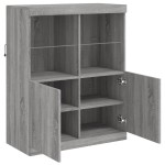 vidaXL Servantă cu lumini LED, gri sonoma, 81x37x100 cm