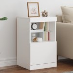vidaXL Servantă cu lumini LED, alb, 41x37x67 cm vidaXL Servantă cu lumini LED, alb, 41x37x67 cm