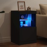 vidaXL Servantă cu lumini LED, negru, 41x37x67 cm vidaXL Servantă cu lumini LED, negru, 41x37x67 cm