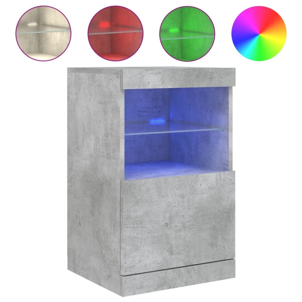 vidaXL Servantă cu lumini LED, gri beton, 41x37x67 cm