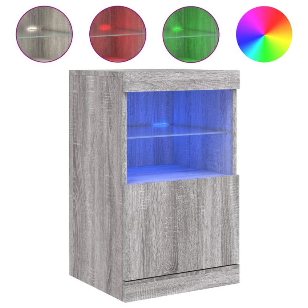 vidaXL Servantă cu lumini LED, gri sonoma, 41x37x67 cm