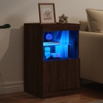 vidaXL Servantă cu lumini LED, stejar maro, 41x37x67 cm vidaXL Servantă cu lumini LED, stejar maro, 41x37x67 cm