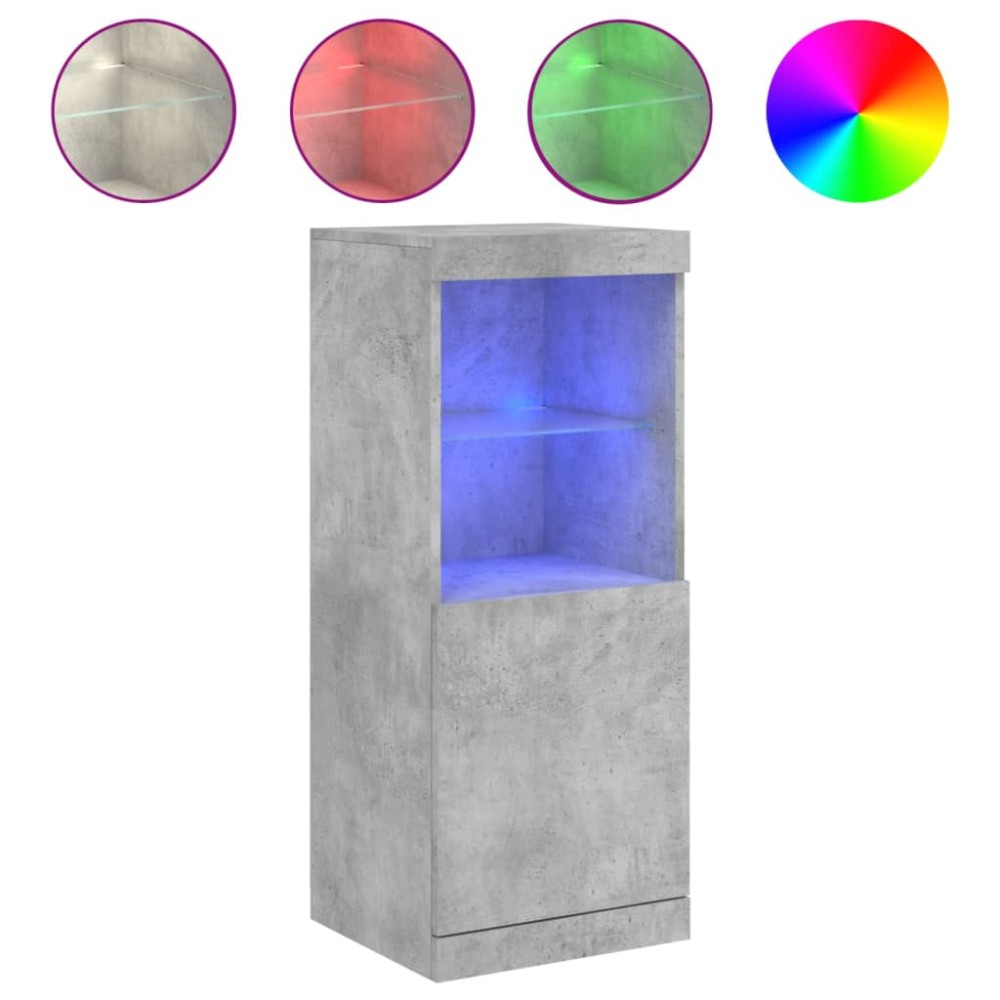 vidaXL Servantă cu lumini LED, gri beton, 41x37x100 cm