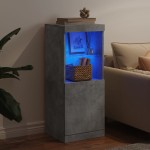 vidaXL Servantă cu lumini LED, gri beton, 41x37x100 cm