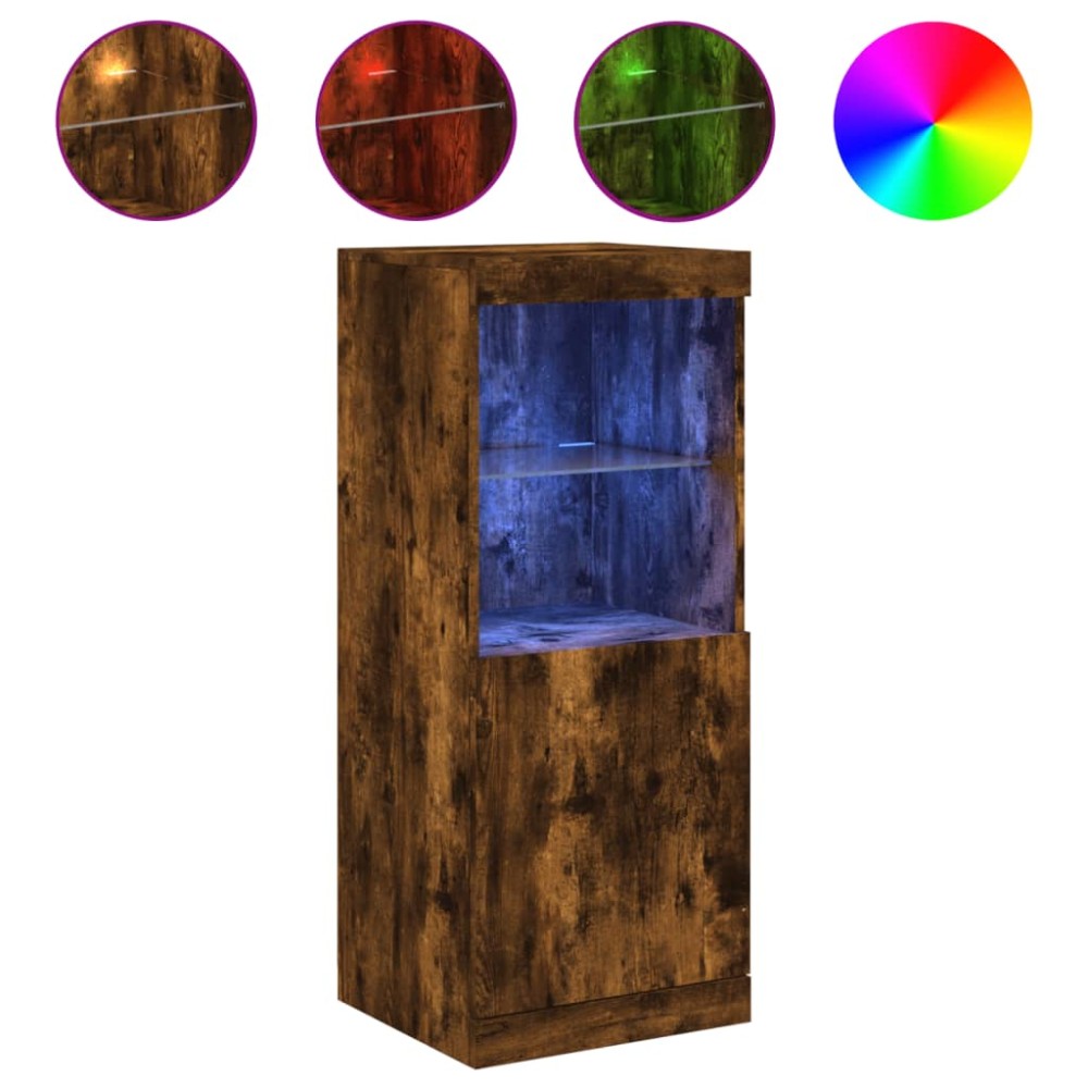 vidaXL Servantă cu lumini LED, stejar fumuriu, 41x37x100 cm