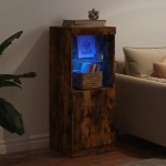vidaXL Servantă cu lumini LED, stejar fumuriu, 41x37x100 cm