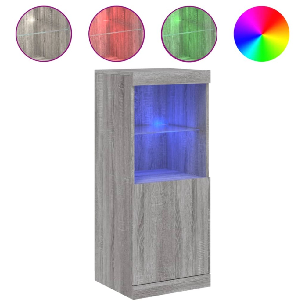 vidaXL Servantă cu lumini LED, gri sonoma, 41x37x100 cm