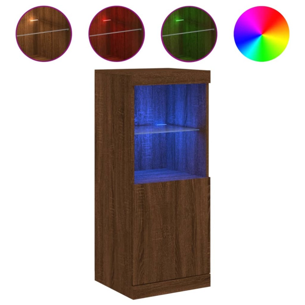 vidaXL Servantă cu lumini LED, stejar maro, 41x37x100 cm