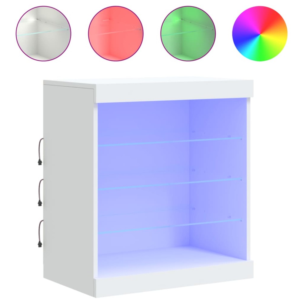 vidaXL Servantă cu lumini LED, alb, 60,5x37x67 cm