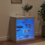 vidaXL Servantă cu lumini LED, alb, 60,5x37x67 cm vidaXL Servantă cu lumini LED, alb, 60,5x37x67 cm