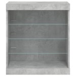 vidaXL Servantă cu lumini LED, gri beton, 60,5x37x67 cm