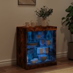 vidaXL Servantă cu lumini LED, stejar fumuriu, 60,5x37x67 cm