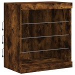 vidaXL Servantă cu lumini LED, stejar fumuriu, 60,5x37x67 cm
