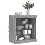 vidaXL Servantă cu lumini LED, gri sonoma, 60,5x37x67 cm