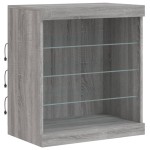 vidaXL Servantă cu lumini LED, gri sonoma, 60,5x37x67 cm