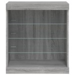vidaXL Servantă cu lumini LED, gri sonoma, 60,5x37x67 cm