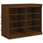 vidaXL Servantă cu lumini LED, stejar maro, 81x37x67 cm