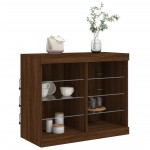 vidaXL Servantă cu lumini LED, stejar maro, 81x37x67 cm