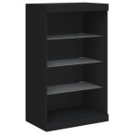 vidaXL Servantă cu lumini LED, negru, 60,5x37x100 cm