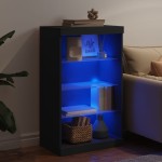 vidaXL Servantă cu lumini LED, negru, 60,5x37x100 cm
