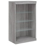 vidaXL Servantă cu lumini LED, gri sonoma, 60,5x37x100 cm vidaXL Servantă cu lumini LED, gri sonoma, 60,5x37x100 cm