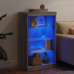 vidaXL Servantă cu lumini LED, gri sonoma, 60,5x37x100 cm vidaXL Servantă cu lumini LED, gri sonoma, 60,5x37x100 cm