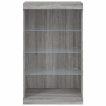 vidaXL Servantă cu lumini LED, gri sonoma, 60,5x37x100 cm vidaXL Servantă cu lumini LED, gri sonoma, 60,5x37x100 cm