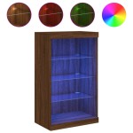 vidaXL Servantă cu lumini LED, stejar maro, 60,5x37x100 cm