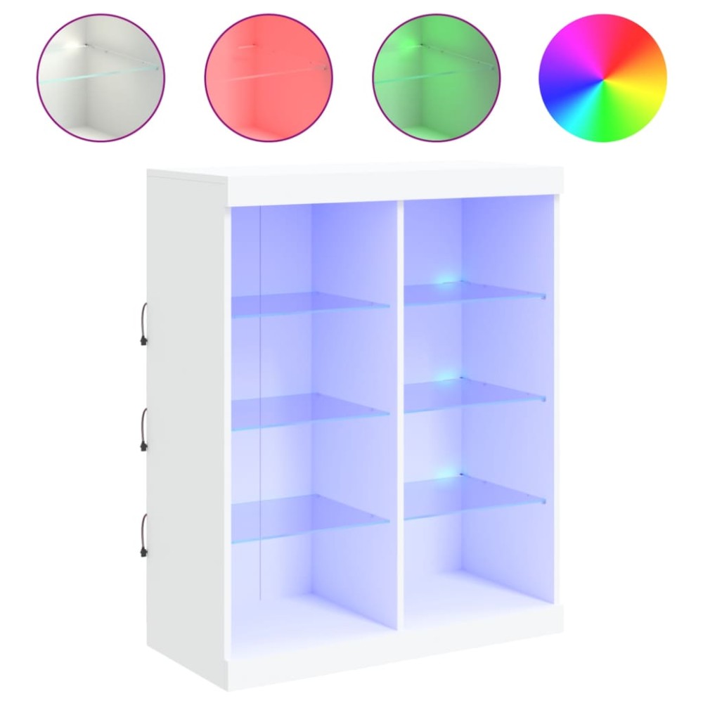 vidaXL Servantă cu lumini LED, alb, 81x37x100 cm