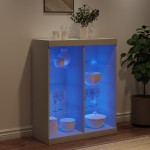 vidaXL Servantă cu lumini LED, alb, 81x37x100 cm vidaXL Servantă cu lumini LED, alb, 81x37x100 cm
