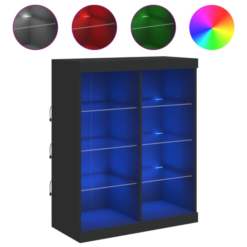 vidaXL Servantă cu lumini LED, negru, 81x37x100 cm