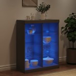 vidaXL Servantă cu lumini LED, negru, 81x37x100 cm