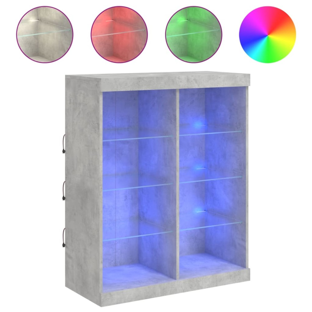 vidaXL Servantă cu lumini LED, gri beton, 81x37x100 cm