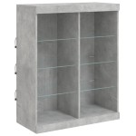 vidaXL Servantă cu lumini LED, gri beton, 81x37x100 cm