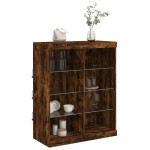 vidaXL Servantă cu lumini LED, stejar fumuriu, 81x37x100 cm