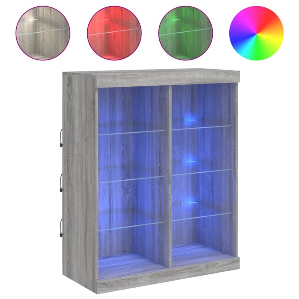 vidaXL Servantă cu lumini LED, gri sonoma, 81x37x100 cm