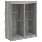 vidaXL Servantă cu lumini LED, gri sonoma, 81x37x100 cm vidaXL Servantă cu lumini LED, gri sonoma, 81x37x100 cm