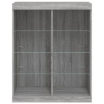 vidaXL Servantă cu lumini LED, gri sonoma, 81x37x100 cm vidaXL Servantă cu lumini LED, gri sonoma, 81x37x100 cm