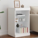 vidaXL Servantă cu lumini LED, alb, 41x37x67 cm vidaXL Servantă cu lumini LED, alb, 41x37x67 cm