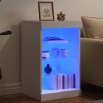 vidaXL Servantă cu lumini LED, alb, 41x37x67 cm vidaXL Servantă cu lumini LED, alb, 41x37x67 cm