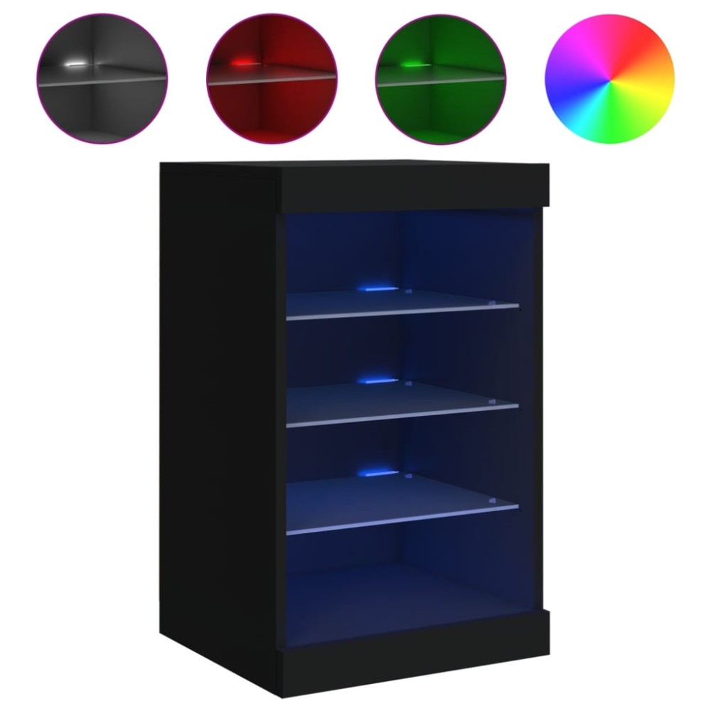 vidaXL Servantă cu lumini LED, negru, 41x37x67 cm