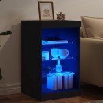 vidaXL Servantă cu lumini LED, negru, 41x37x67 cm vidaXL Servantă cu lumini LED, negru, 41x37x67 cm