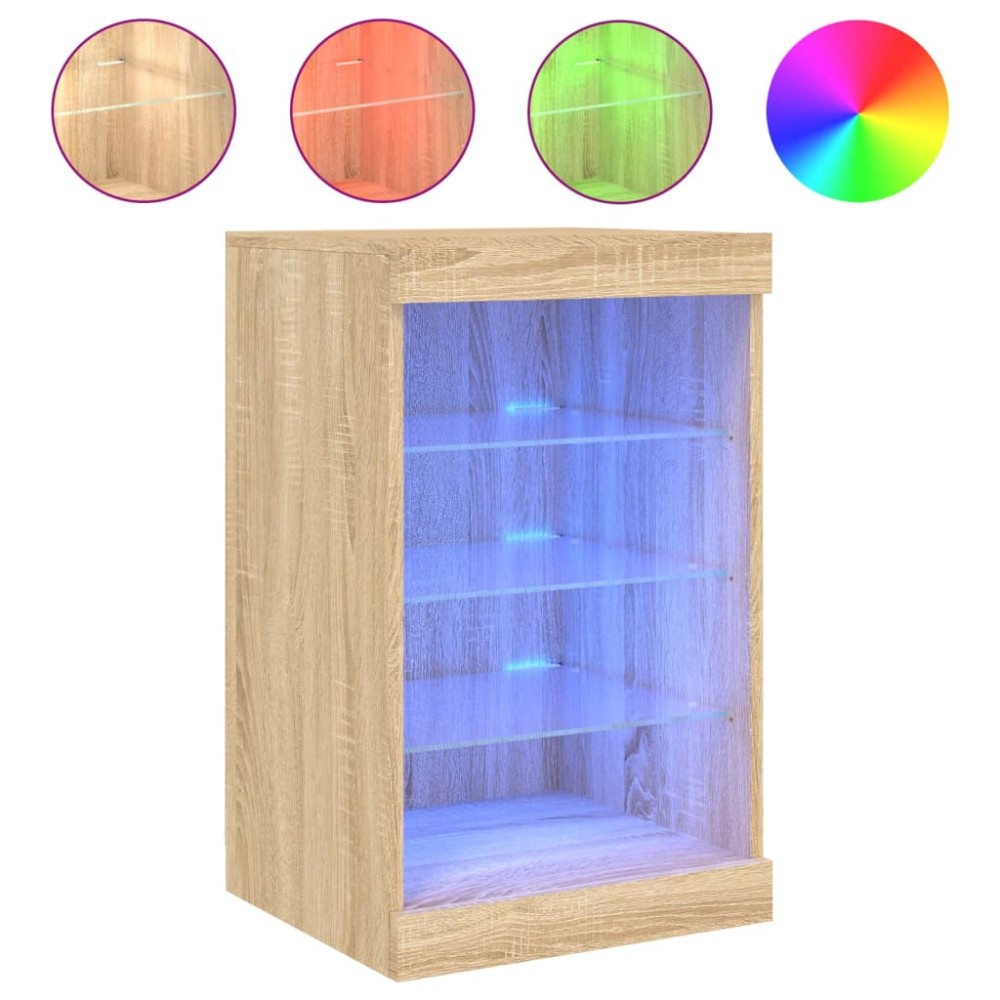 vidaXL Servantă cu lumini LED, stejar sonoma, 41x37x67 cm