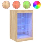 vidaXL Servantă cu lumini LED, stejar sonoma, 41x37x67 cm