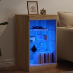 vidaXL Servantă cu lumini LED, stejar sonoma, 41x37x67 cm