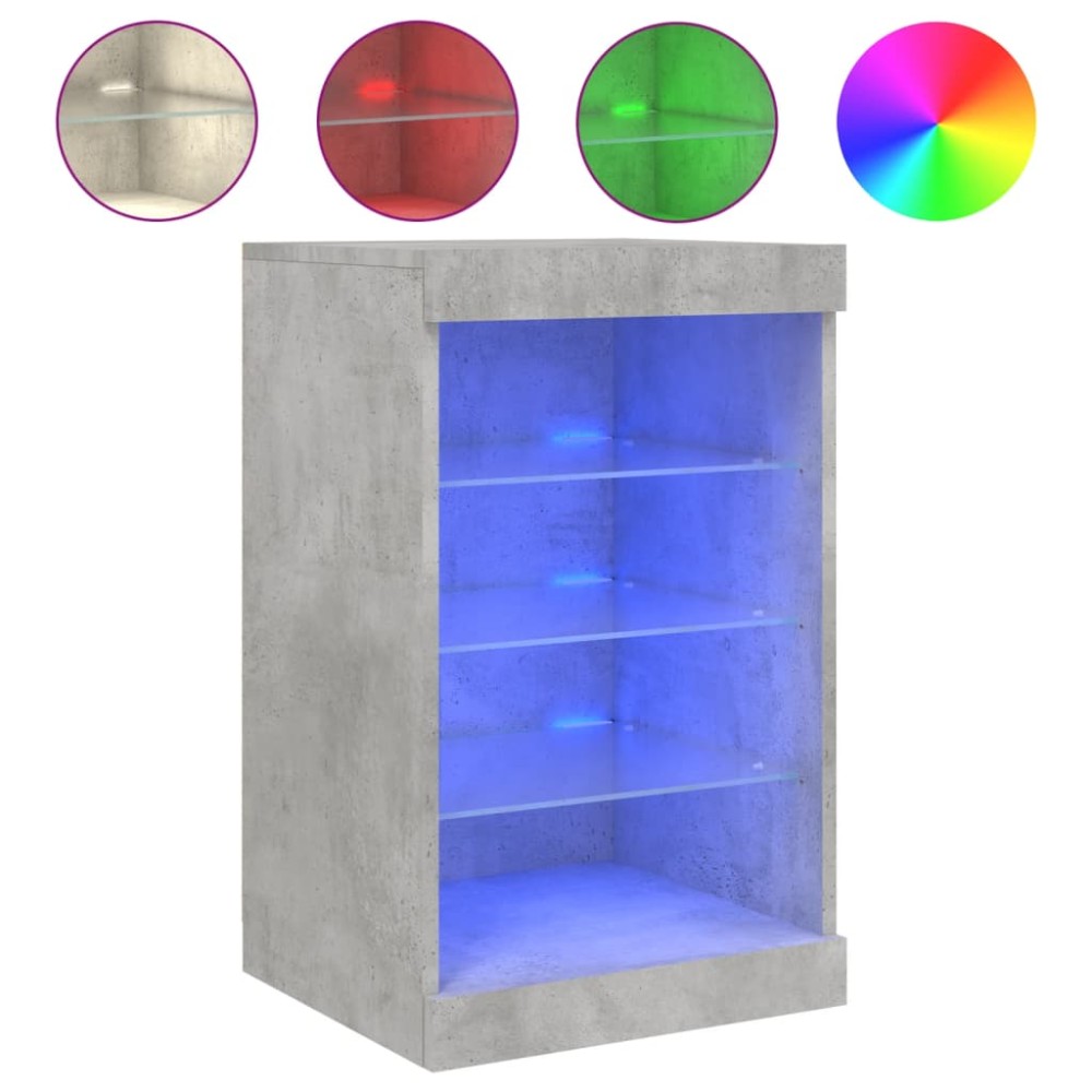 vidaXL Servantă cu lumini LED, gri beton, 41x37x67 cm