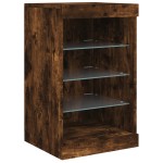 vidaXL Servantă cu lumini LED, stejar fumuriu, 41x37x67 cm